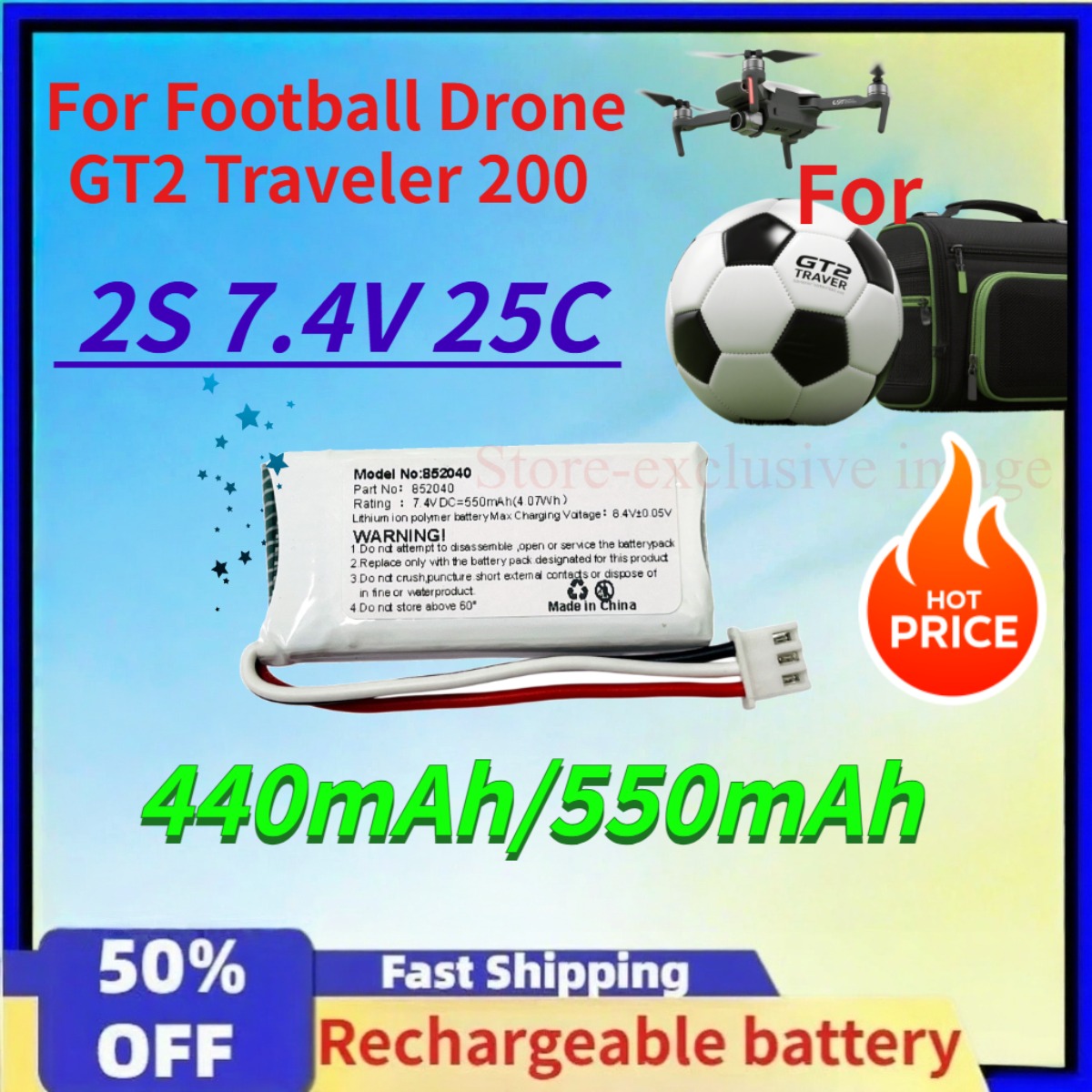 Xiaomi Travel Accessories - Akumulator litowo-polimerowy 440mAh/550mAh 2S 7.4V 25C